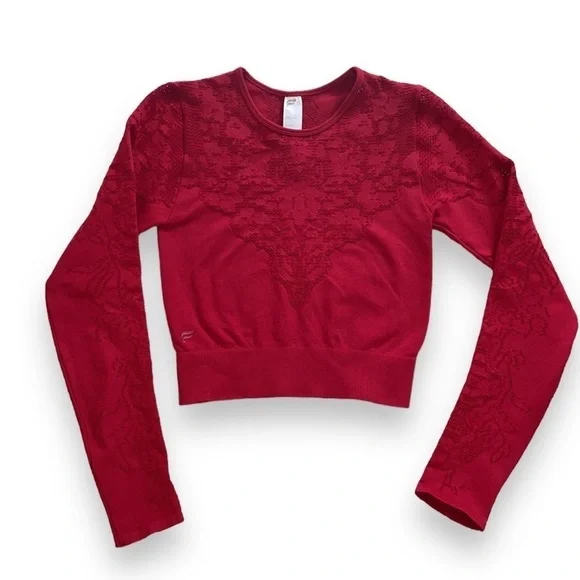 Fabletics Flora Seamless Long Sleeve Top Red - Picture 2 of 11